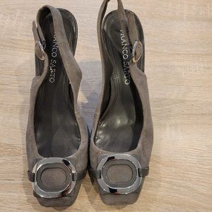Franco Sarto Grey Suede Slingback Heels